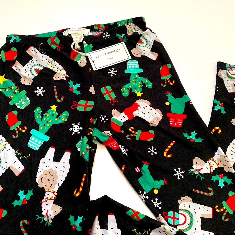 FAB NEW! LLAMA LEGGINGS CHRISTMAS CACTUS TREE ANTLERS CANDY STOCKING So Soft MED